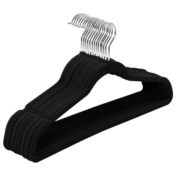 Adult Black Velvet Durable Non Slip clothing Hangers storage closet Lot bulk 25 - Picture 1 of 4